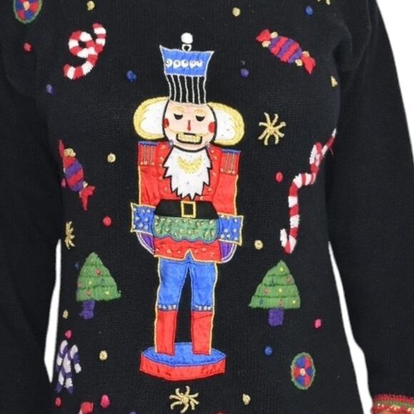 Ugly Christmas Sweater Vintage Toy Soldier Embroidery Ornaments XMAS Size Large - Picture 4 of 16